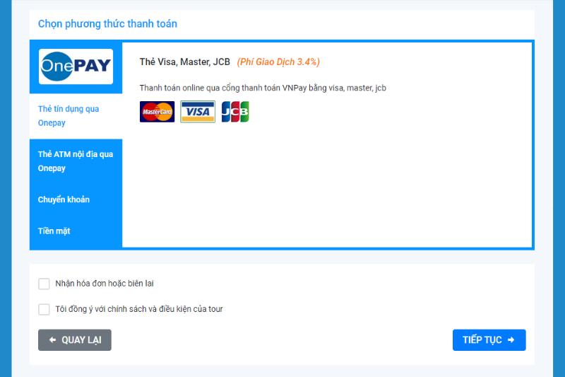 thanh toán onepay trên namthanhtravel