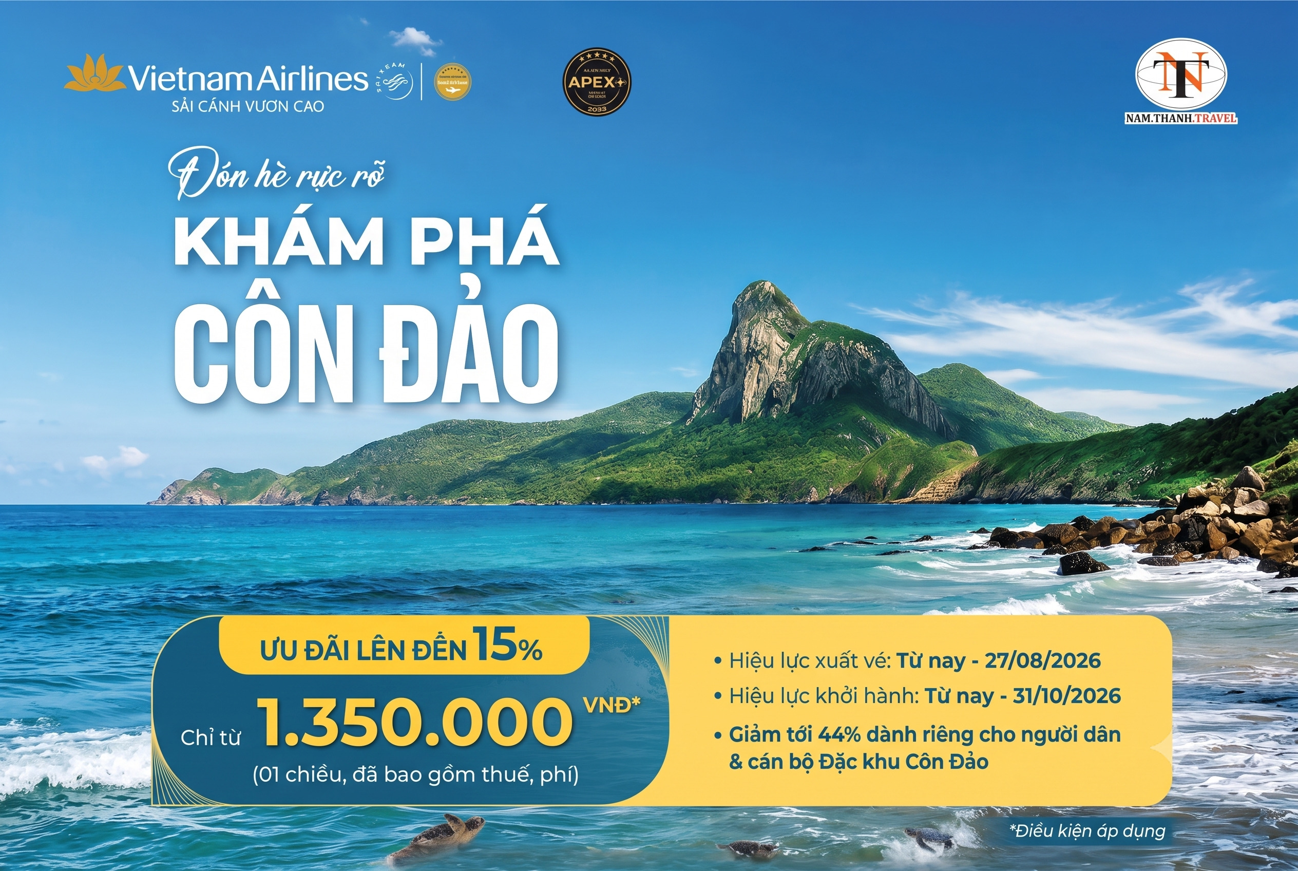 Vietnam Airlines - Ưu đãi đường bay Côn Đảo Vietnam Airlines - Ưu đãi đường bay Côn Đảo